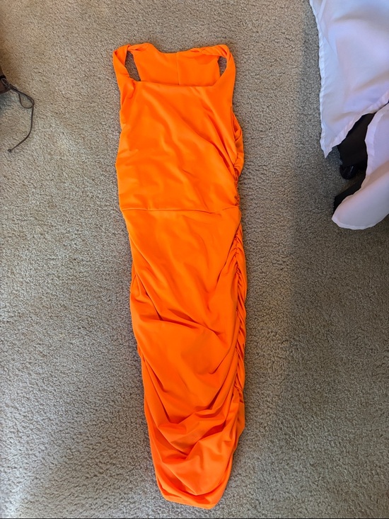 Shein Dresses & Skirts - Bright Orange Ruched dress